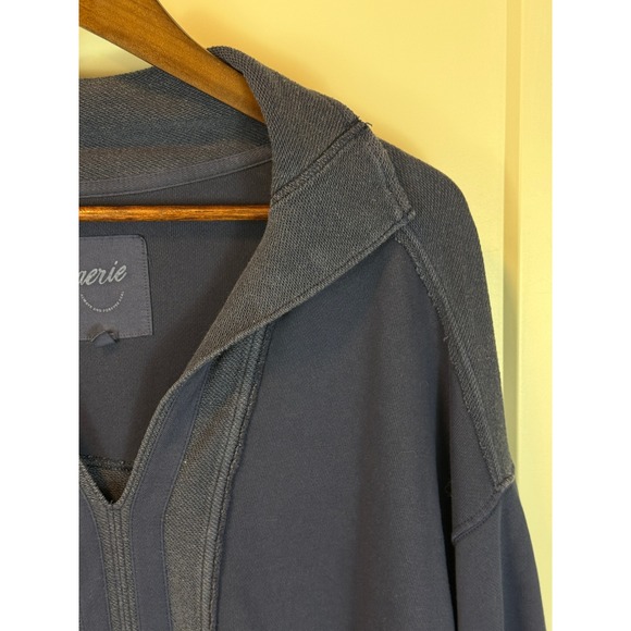 Aerie Starry Skies Navy Blue Sweatshirt Size Large Oversized Raw Edge - Picture 7 of 11